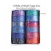 Esweny Juego de 12 rollos de cinta Galaxy Washi cinta
