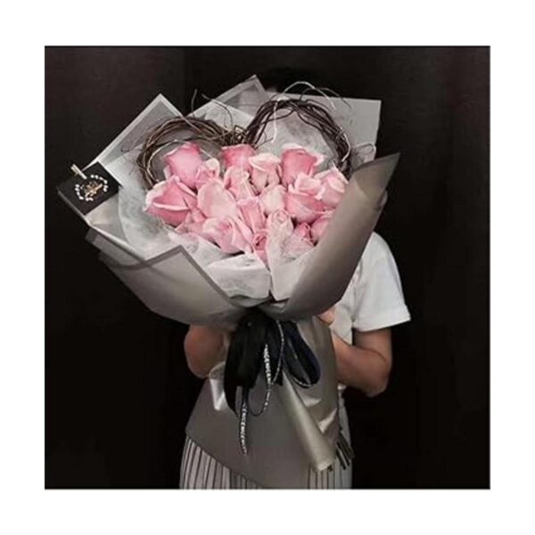 20 piezas de papel de regalo de flores con borde plateado_2
