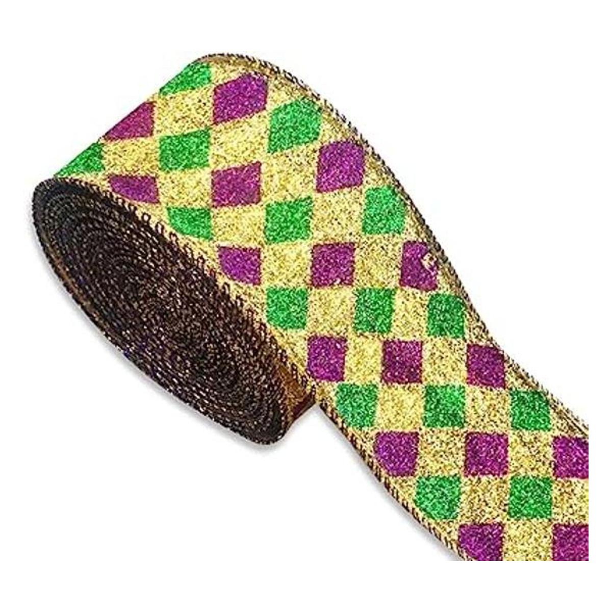 ABTOLS Mardi Gras Cintas de borde con alambre de 2.5