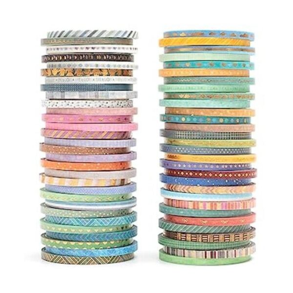 YUBBAEX Juego de 60 rollos de cinta washi delgada de papel