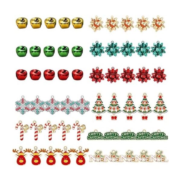 Dijes de cuentas de Navidad para hacer joyas lazo rojo y