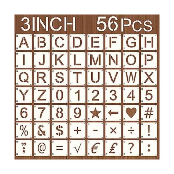 Augshy Paquete de 56 plantillas de letras y números del
