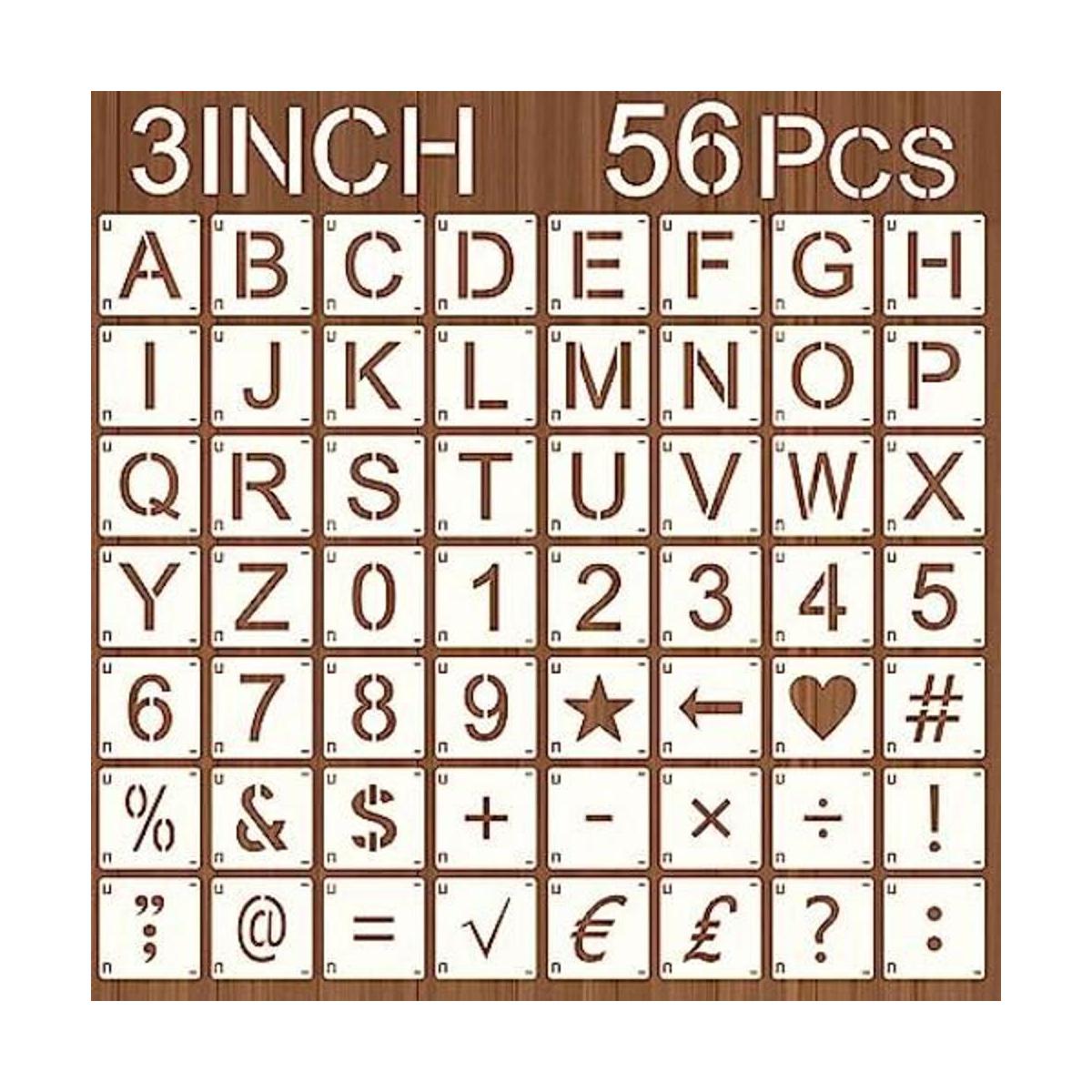 Augshy Paquete de 56 plantillas de letras y números del