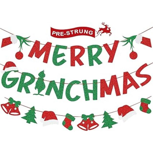 Decoraciones de Navidad Banner de feliz grinchmas_1