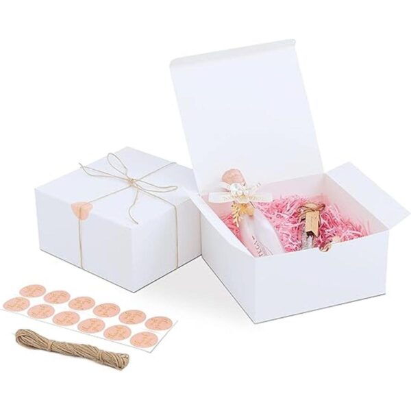 YUEFANBOX Cajas de regalo blancas de 8 x 8 x 4 pulgadas_1