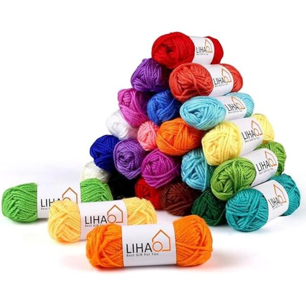 LIHAO 24 madejas de hilo acrílico para tejer mini hilo