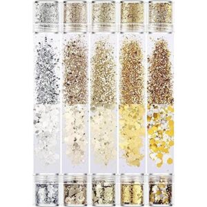 Paquete de 10 cosméticos con purpurina gruesa champán