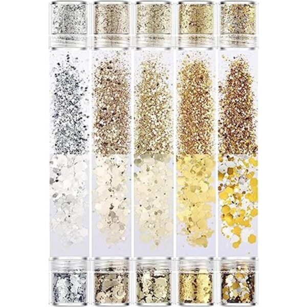 Paquete de 10 cosméticos con purpurina gruesa champán