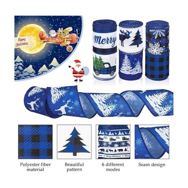 AnyDesign Cinta con borde de alambre de Navidad de 2.5