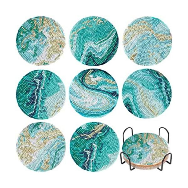 8 posavasos de pintura de diamantes con soporte posavasos