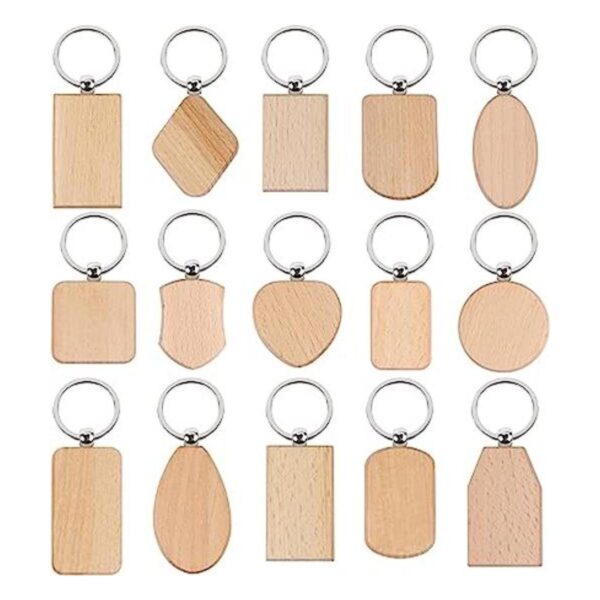 MIKIMIQI 15 piezas de grabado de madera llavero de madera