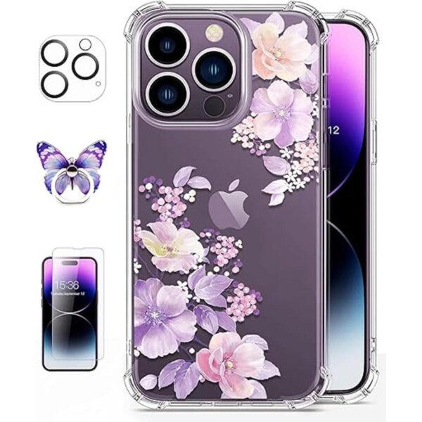 RoseParrot Funda para iPhone 14 Pro con protector de_1