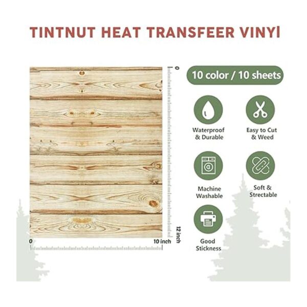 Tintnut Vinilo HTV con patrón de madera 10 hojas de 12 x