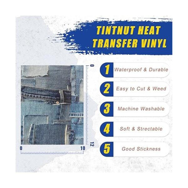 Tintnut Vinilo de mezclilla HTV 10 hojas de 12 x 10