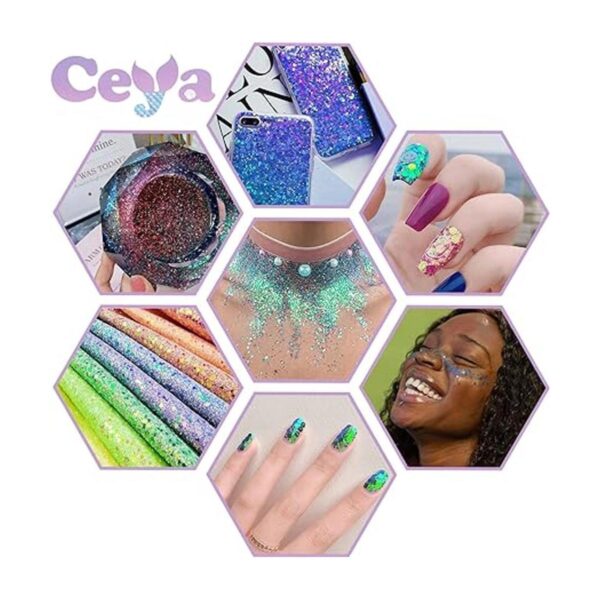 Ceya Juego de purpurina gruesa camaleón de 18 colores 6.3