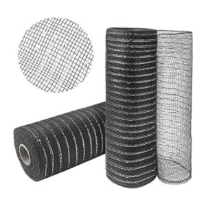 2 rollos de malla decorativa negra con alambre de lámina_1