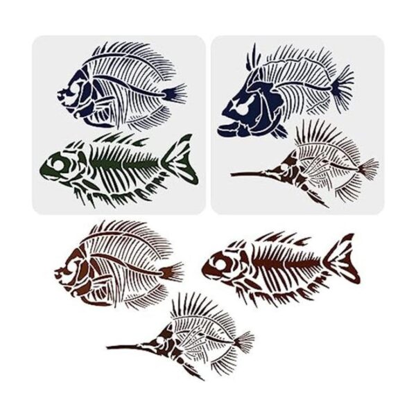 FINGERINSPIRE 2 plantillas de dibujo de fósiles de pescado_1