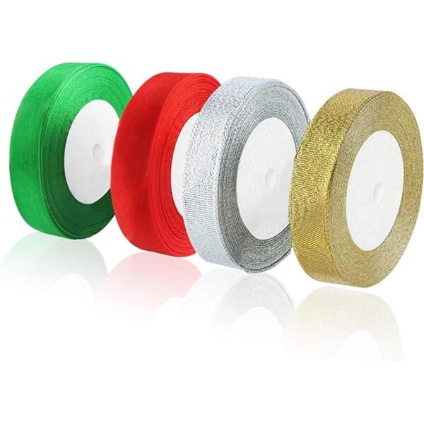 4 rollos de 150 yardas de cintas de Navidad de 45