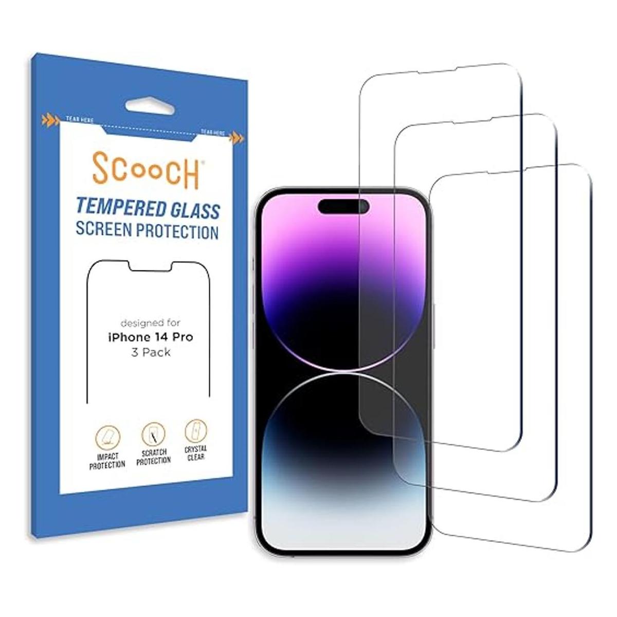 Scooch Protector de pantalla para iPhone 14 Pro paquete