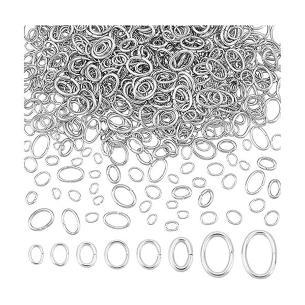 PH PandaHall 800 anillos de salto ovalados de 8 estilos