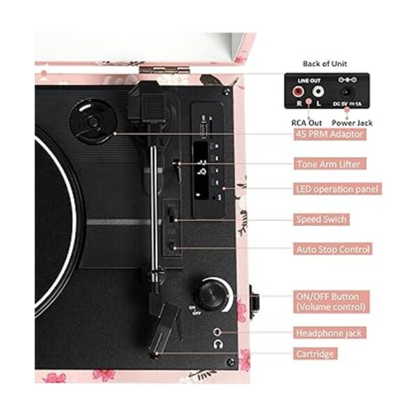 Vinyl Record Player Bluetooth with Builtin Speakers_2