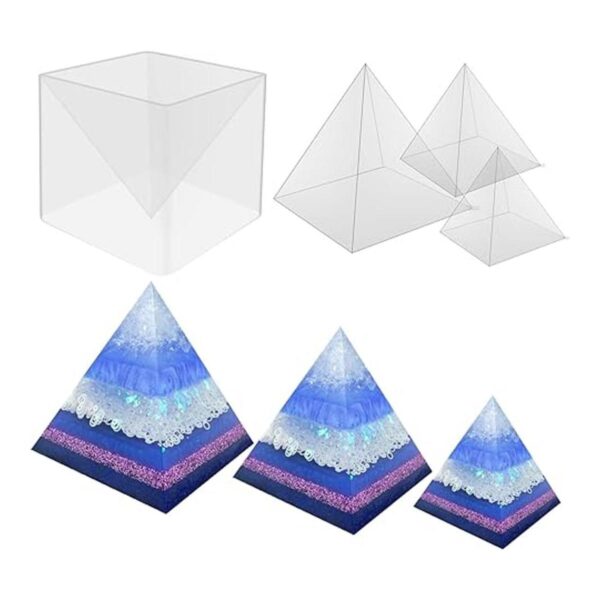 3 moldes de pirámide de silicona transparente súper