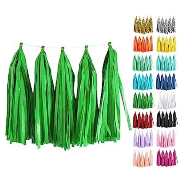 Guirnalda de borlas color verde musgo 20 piezas borlas_1