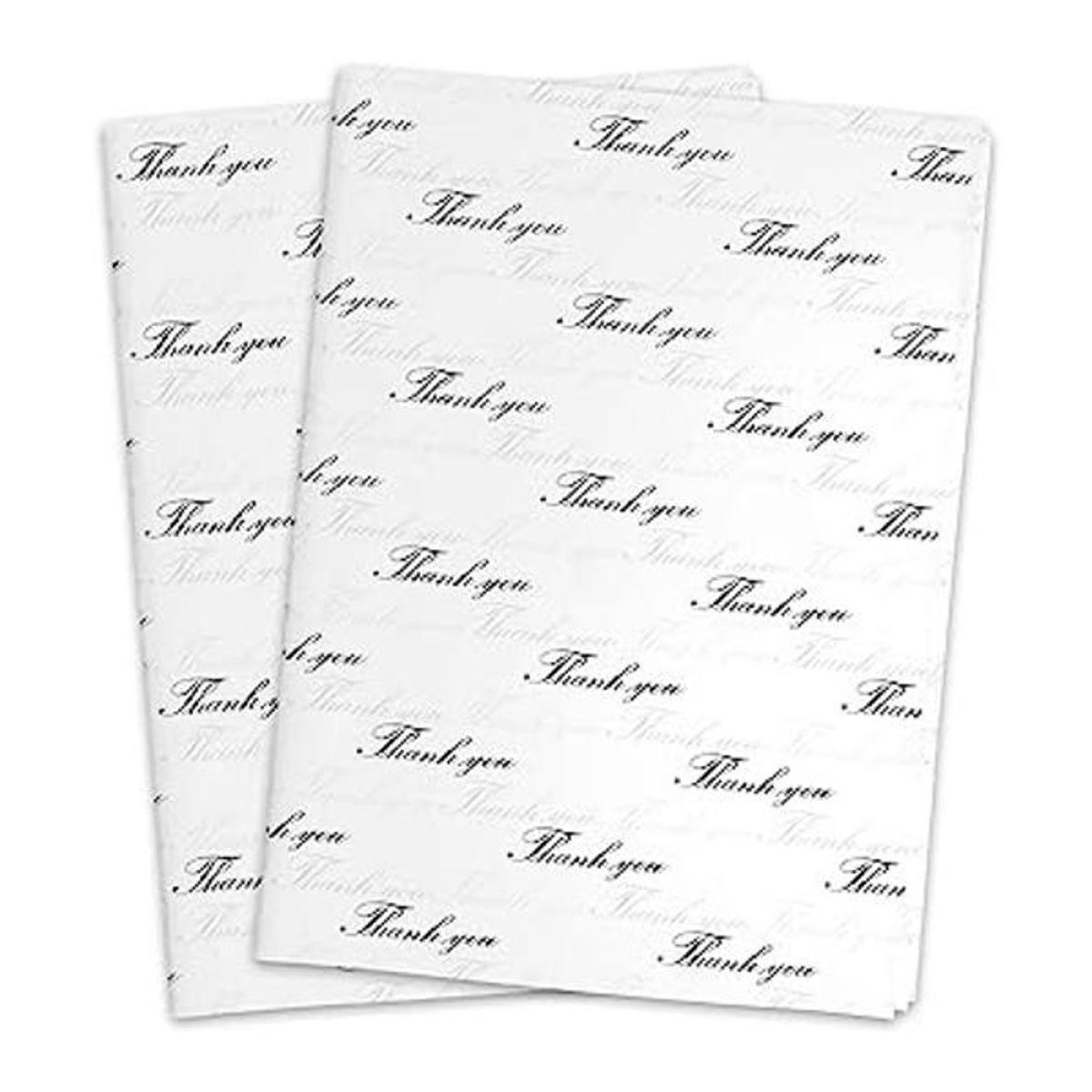 100 hojas de papel de seda de agradecimiento negro a