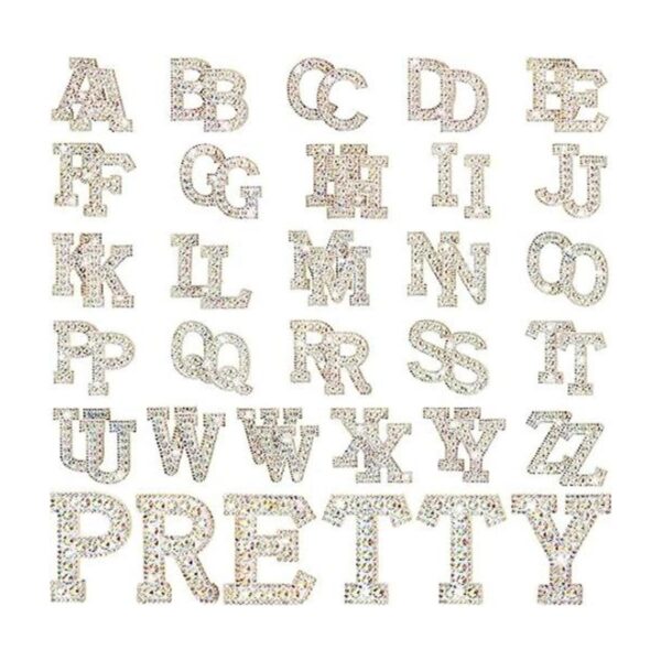 52 parches de letras termoadhesivos con diamantes de