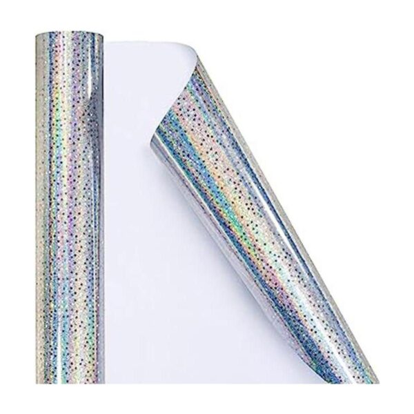 LeZakaa Papel de regalo holográfico plateado mini rollo