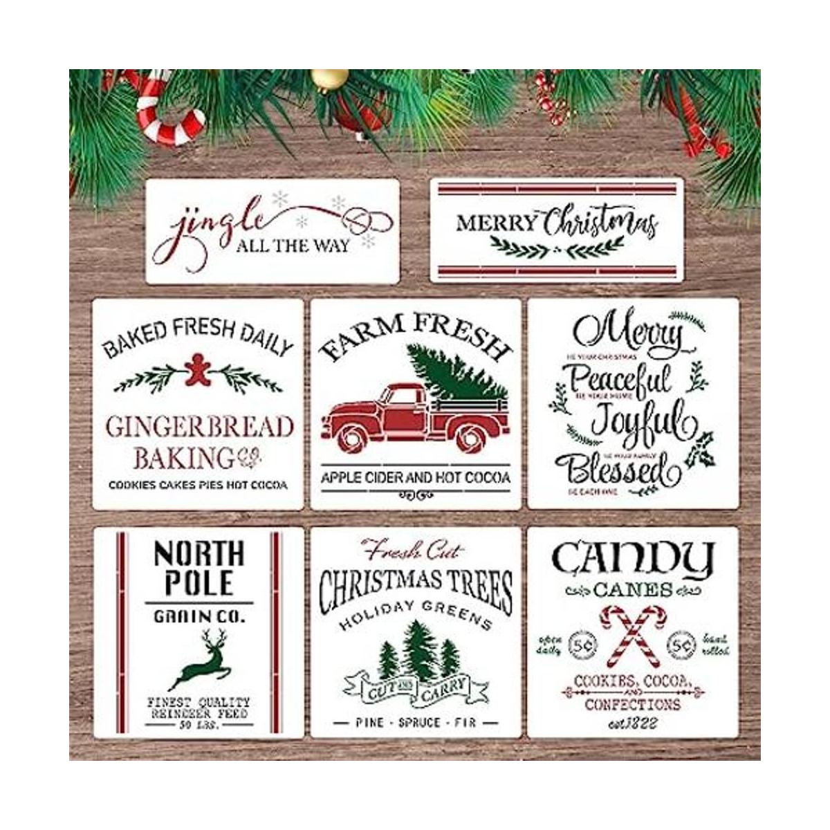 Newmemo Plantillas de Navidad grandes para pintar sobre
