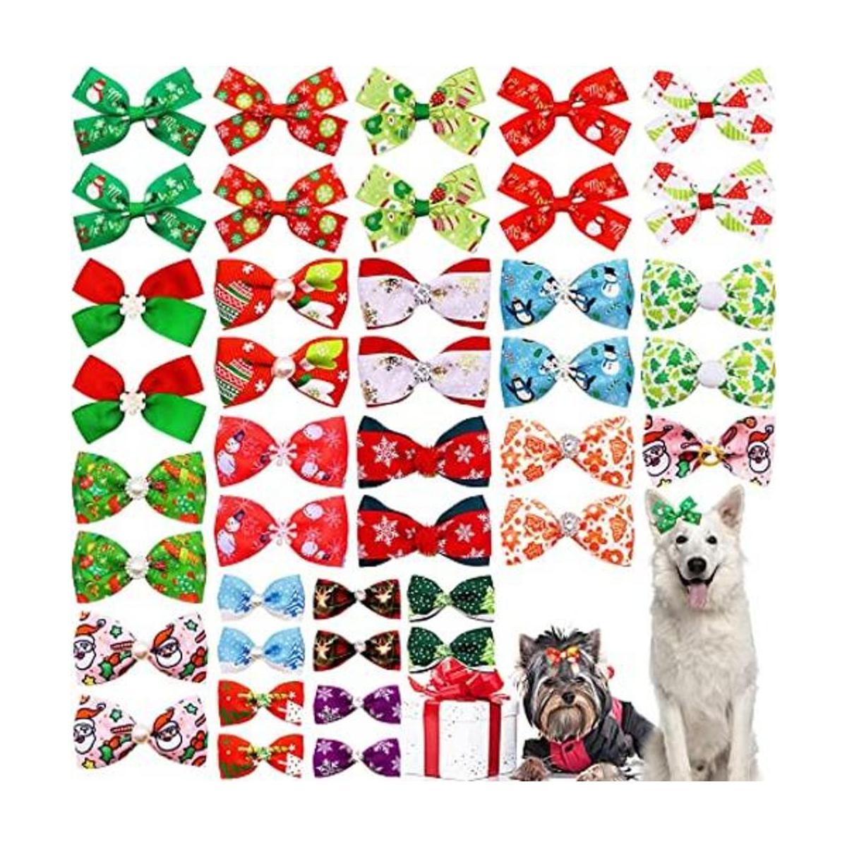 PET SHOW 20Pairs 2 3 4 Big Dog Hair Bows with Rubber