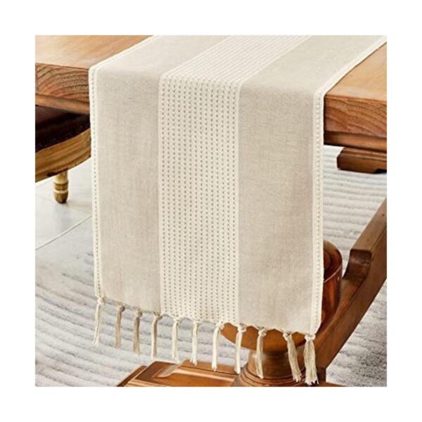 Wracra Camino de mesa de lino camino de mesa de macramé