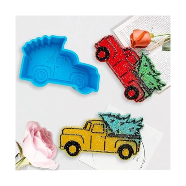 Molde fresco de silicona para camión de Navidad con árbol