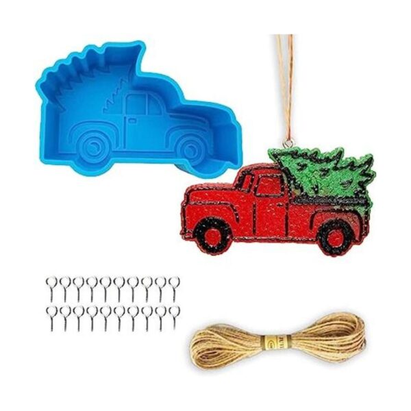 Molde fresco de silicona para camión de Navidad con árbol