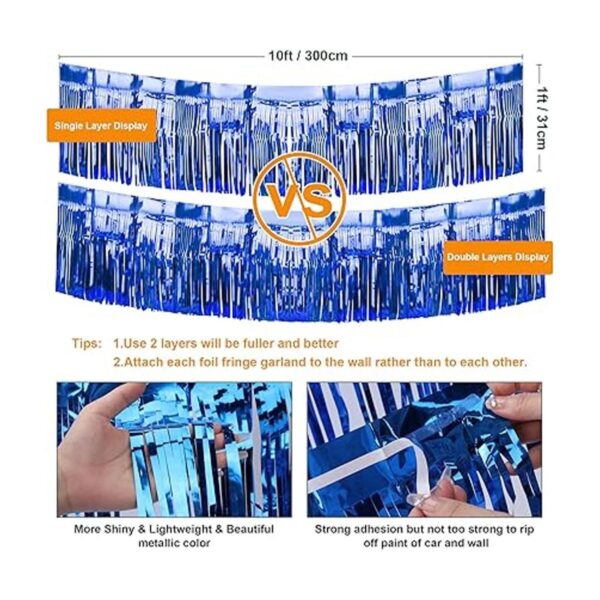 2 Pack Iridescent Fringe Float Curtain Metallic Foil