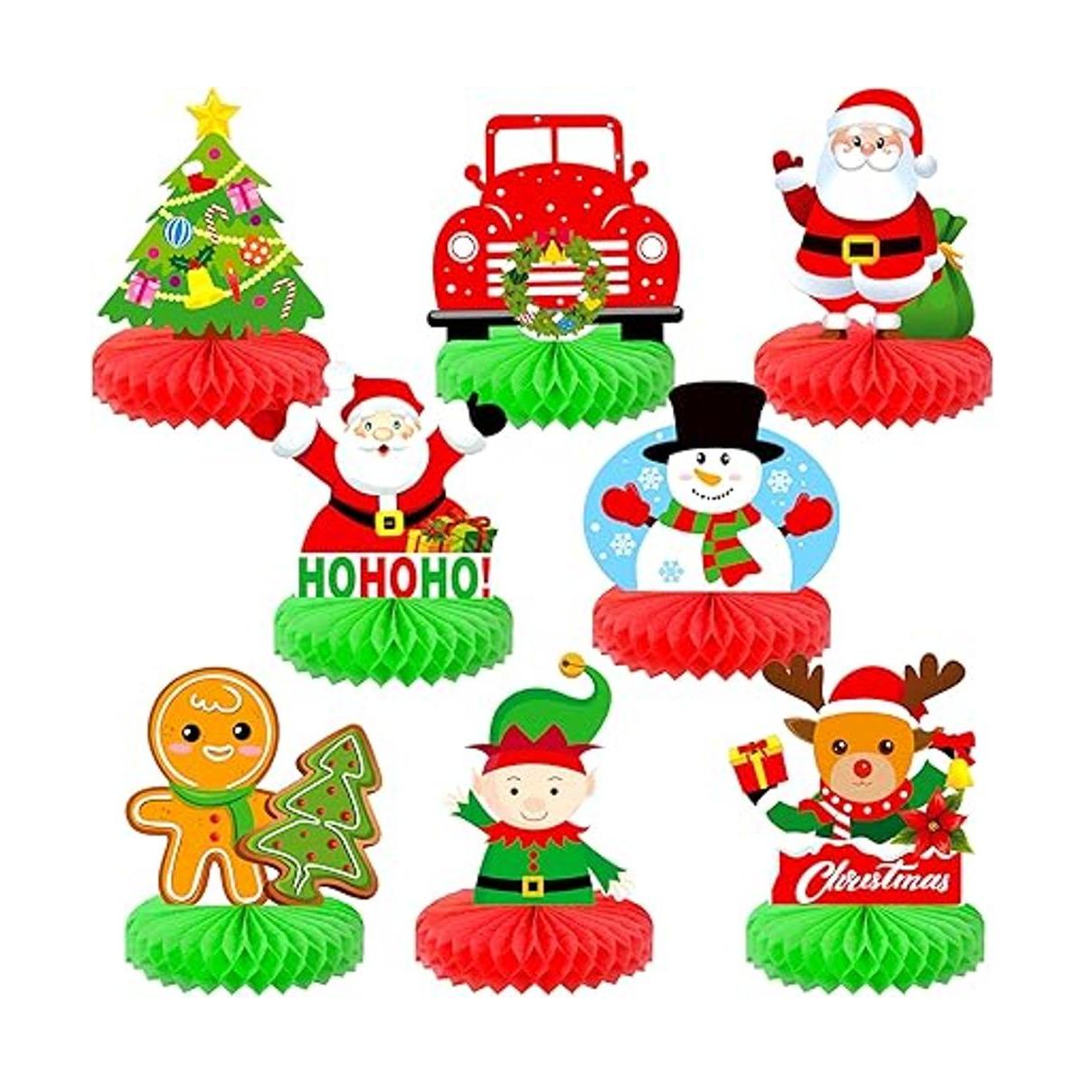 Decoraciones de Navidad de panal para mesa paquete de 8