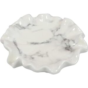 Polyroyal Jabonera de cerámica con patrón de mármol blanco_1