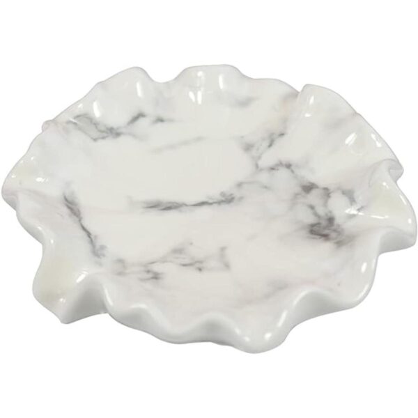 Polyroyal Jabonera de cerámica con patrón de mármol blanco_1