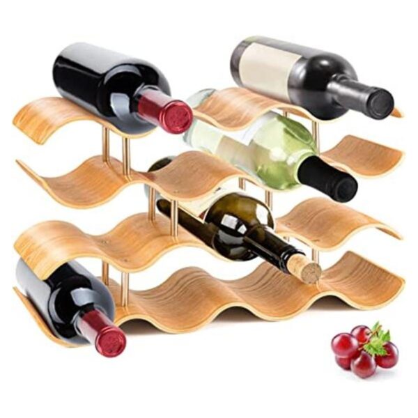 SereneLife Estante de vino de bambú estante de encimera
