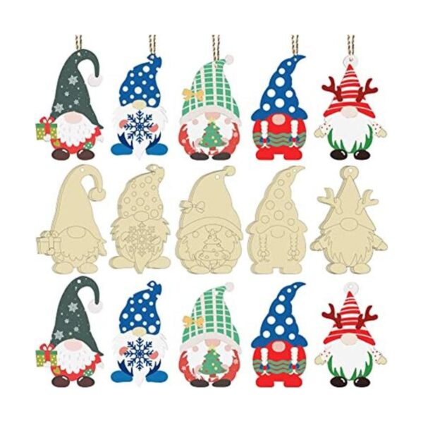 25 piezas de recortes de gnomos de madera de Navidad