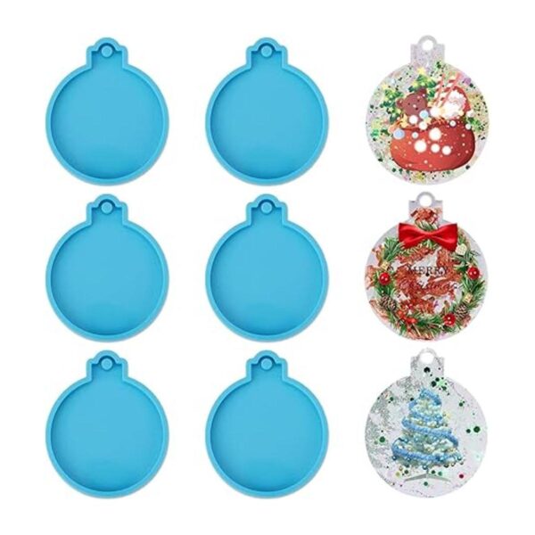 Moldes de resina de Navidad de silicona 6 moldes redondos