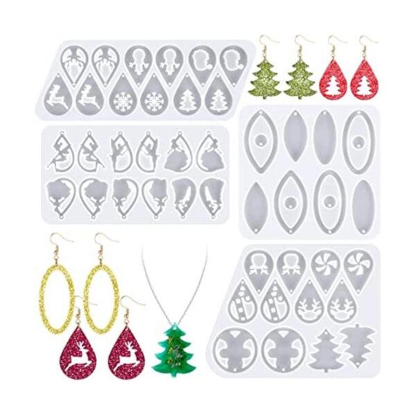 Patelai 4 piezas de moldes de resina para aretes moldes