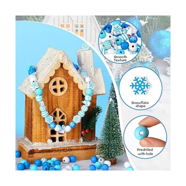200 cuentas de madera de Navidad copos de nieve de