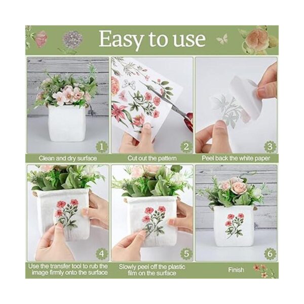 10 hojas de transferencia de flores botánicas para