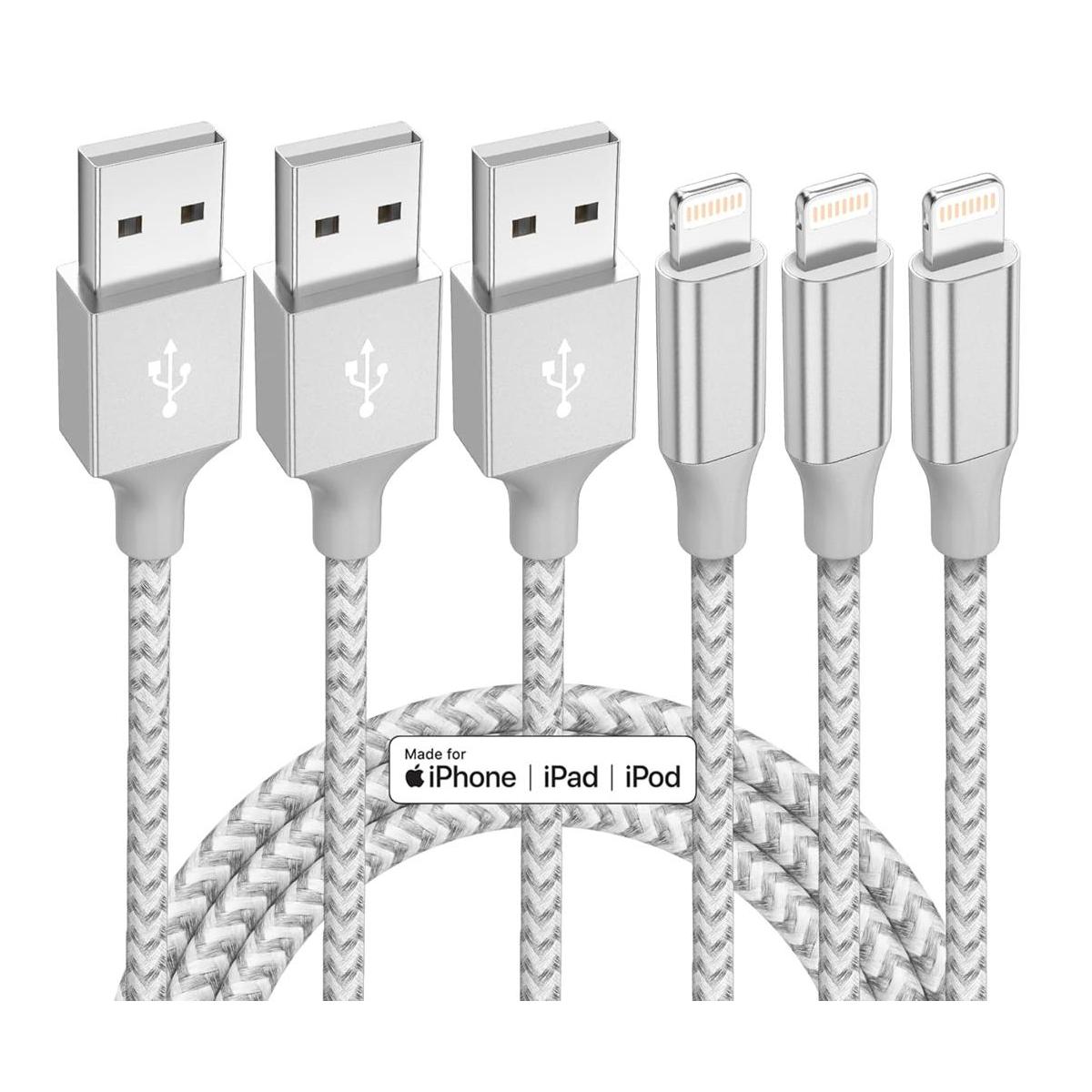Paquete de 3 cargadores para iPhone de 10 pies cable