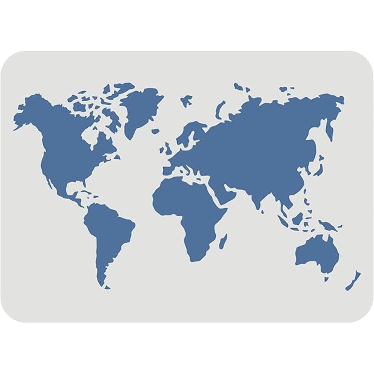 FINGERINSPIRE Plantilla de mapa mundial de 11.7 x 8.3