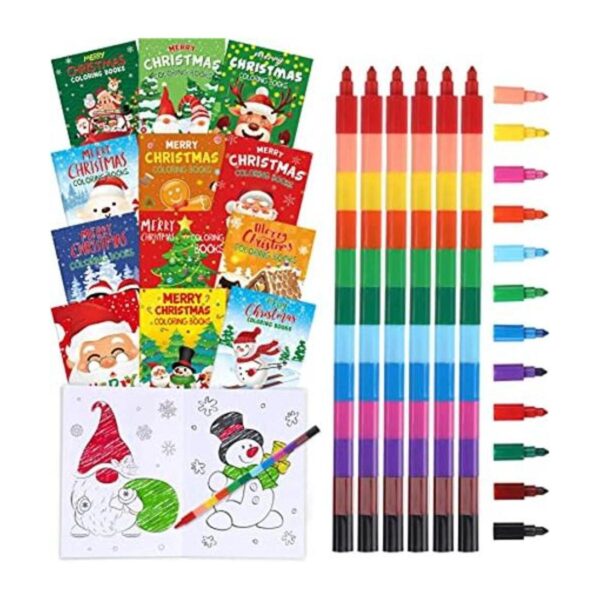 24 libros para colorear de Navidad con 24 crayones_1