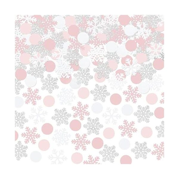 PinkSilverWhite Snowflake Table Confetti Winter_1