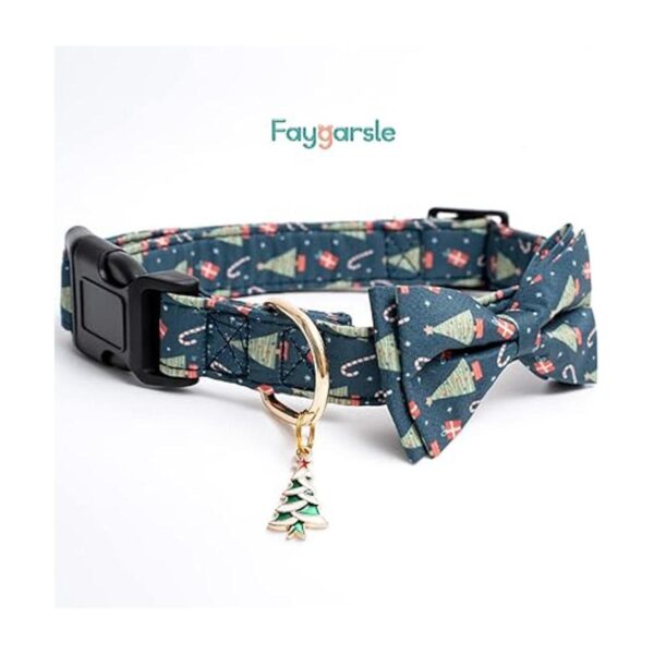 Collar de perro de Navidad de algodón con corbata de lazo_3